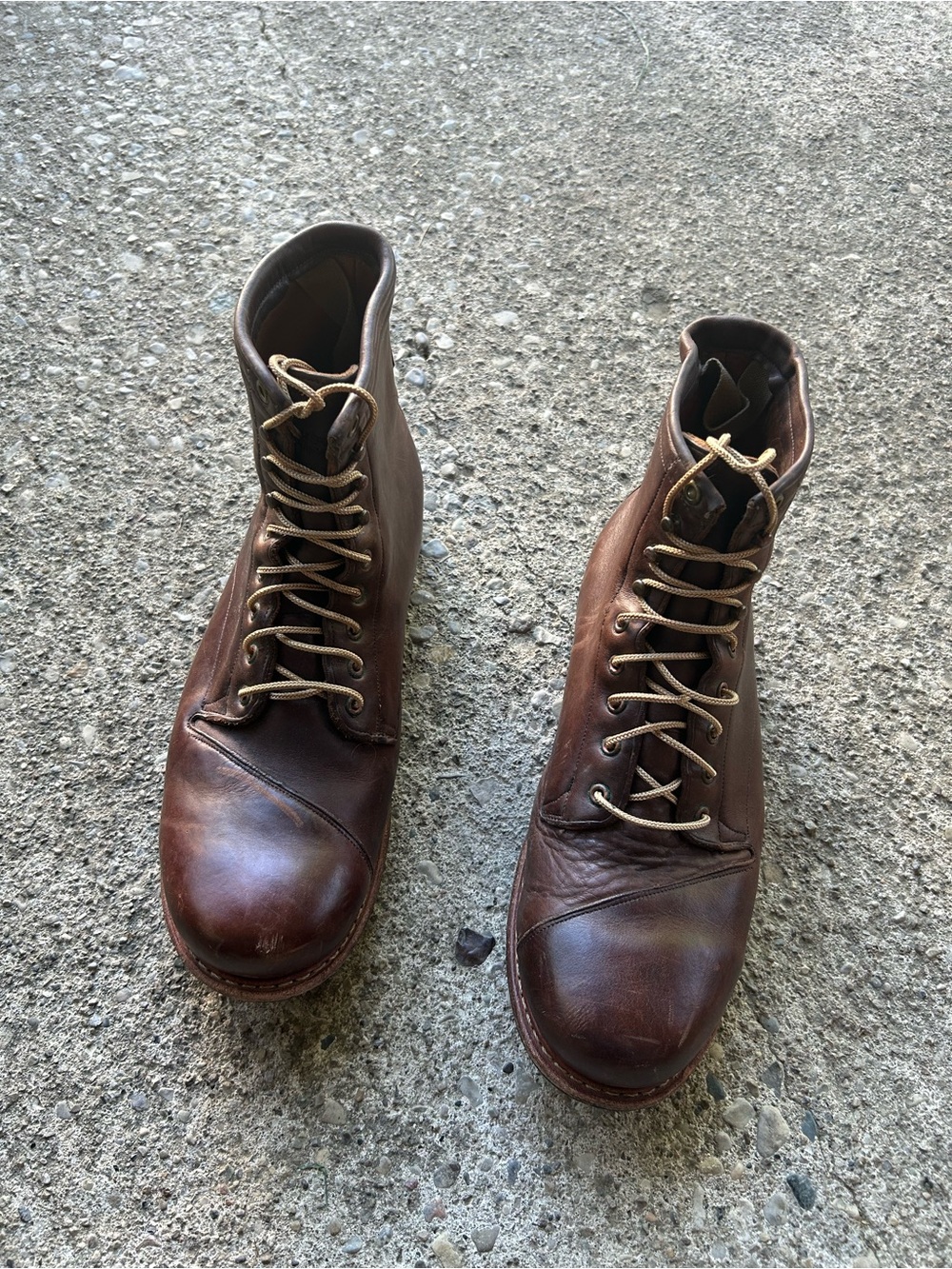 Vgt timberland Brown Leather Lace-Up Combat Boots Sz 11